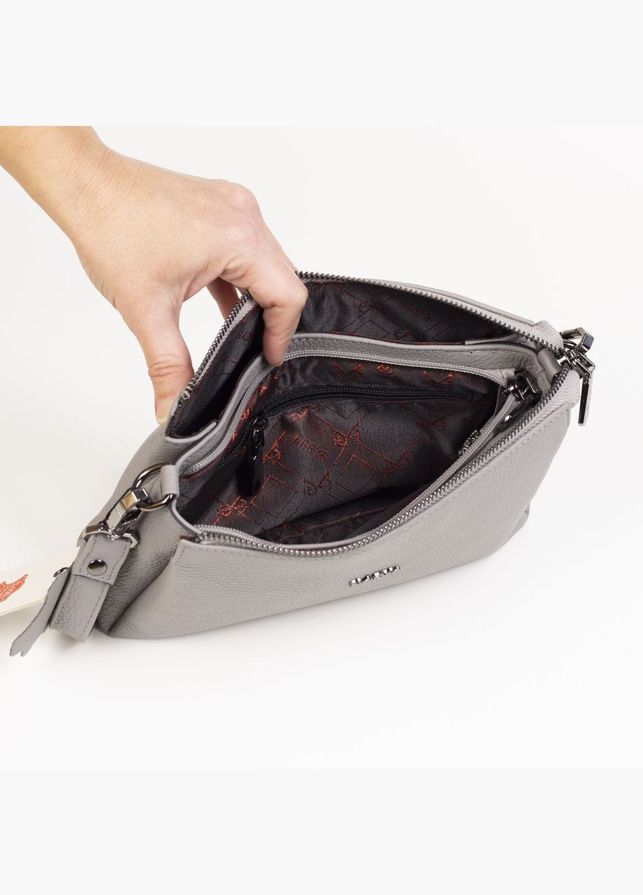 Жіноча шкіряна сумка крос-боді 5070-081 сіра Karya (315922724)