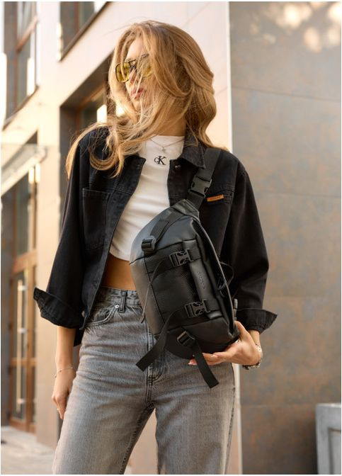 Большая женская поясная сумка бананка из экокожи Черная (864038721) Sambag (361244846)