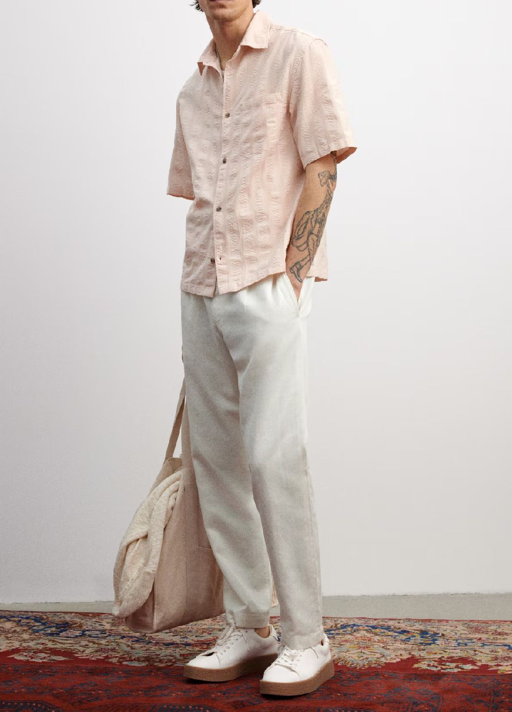 Белые кэжуал демисезонные брюки H&M