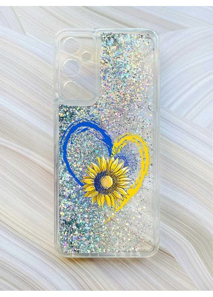 Чехол с плавающими серебрянными блестками на Samsung A15 (A155) / M15 Сердце с подсолнухом (принт 260) CASE CONTROL (360693464)