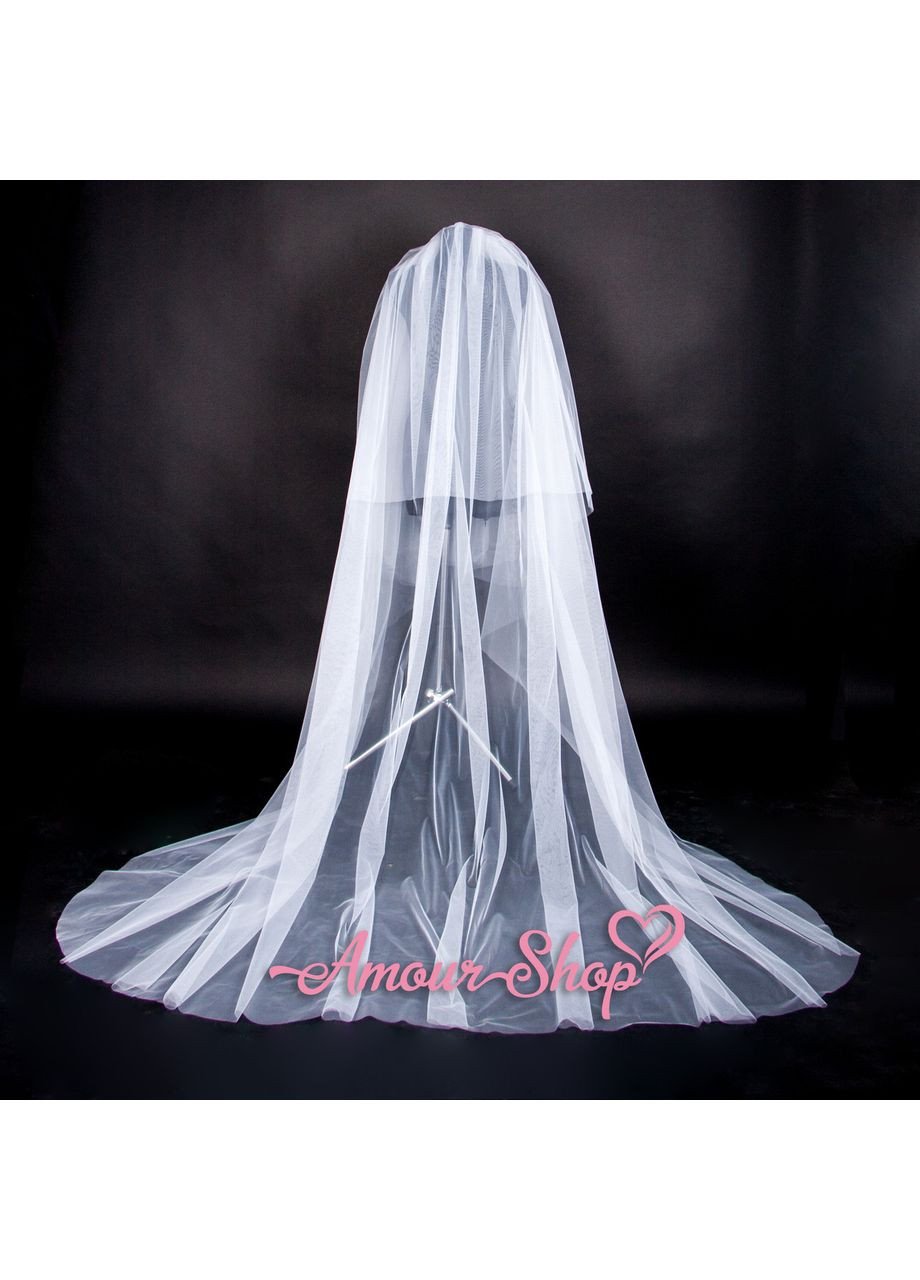 Фата-шлейф длинная 2-х ярусная на гребне. No Brand (369162551)