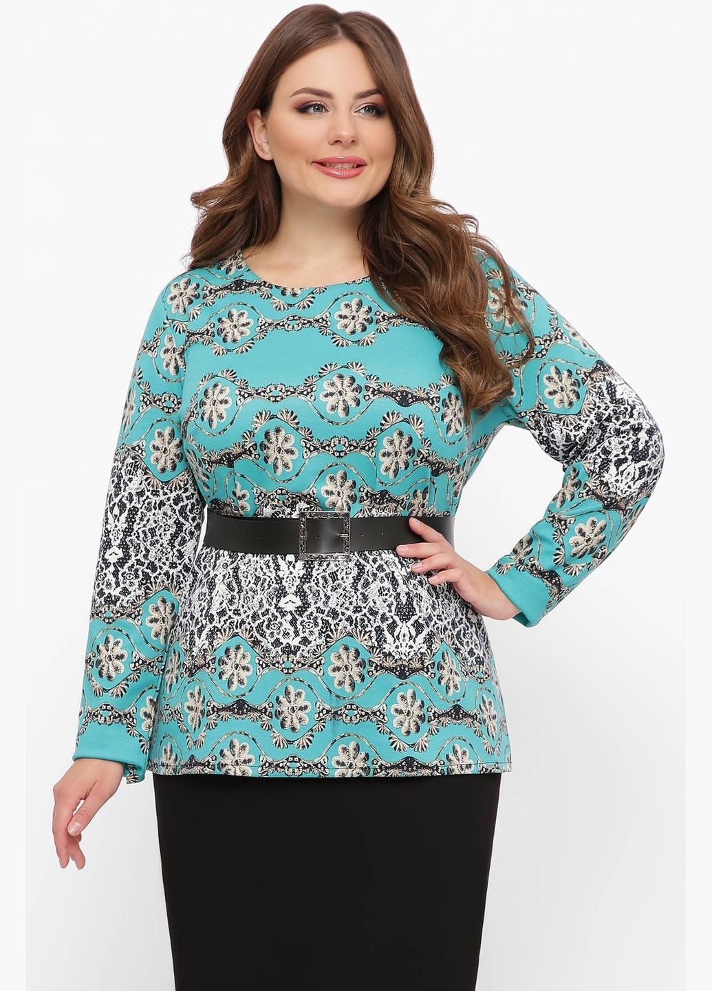 Бірюзова блуза із трикотажного полотна ілона бірюзовий Tatiana