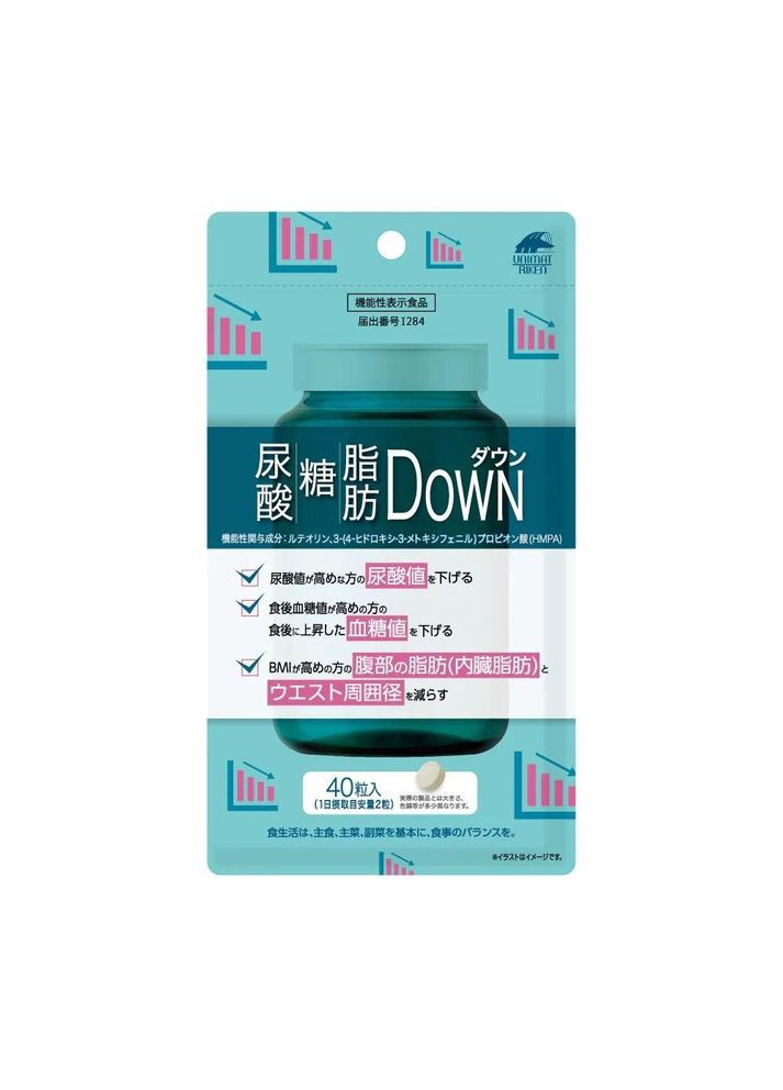 UNIMAT Uric Acid, Sugar, Fat Down комплекс з лютеоліном та пропіоновою кислотою (20 днів) 40 табл Unimat Riken (311281211)