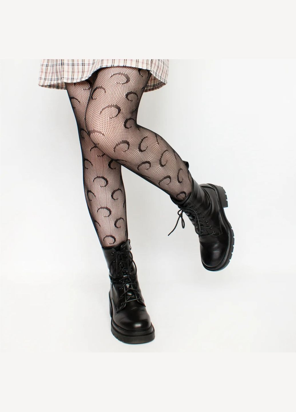 Мереживні колготки з півмісяцем чорні сітчасті колготи висока талія щільні капронки fairycore малюнок місяця one size в сіточку No Brand (326599923)