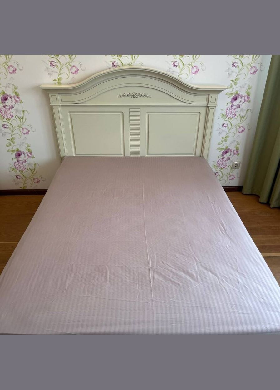 Простирадло на резинці 180х200 лілово-бежеве Страйп Мікросатин 9906 Ananasko (330823126)