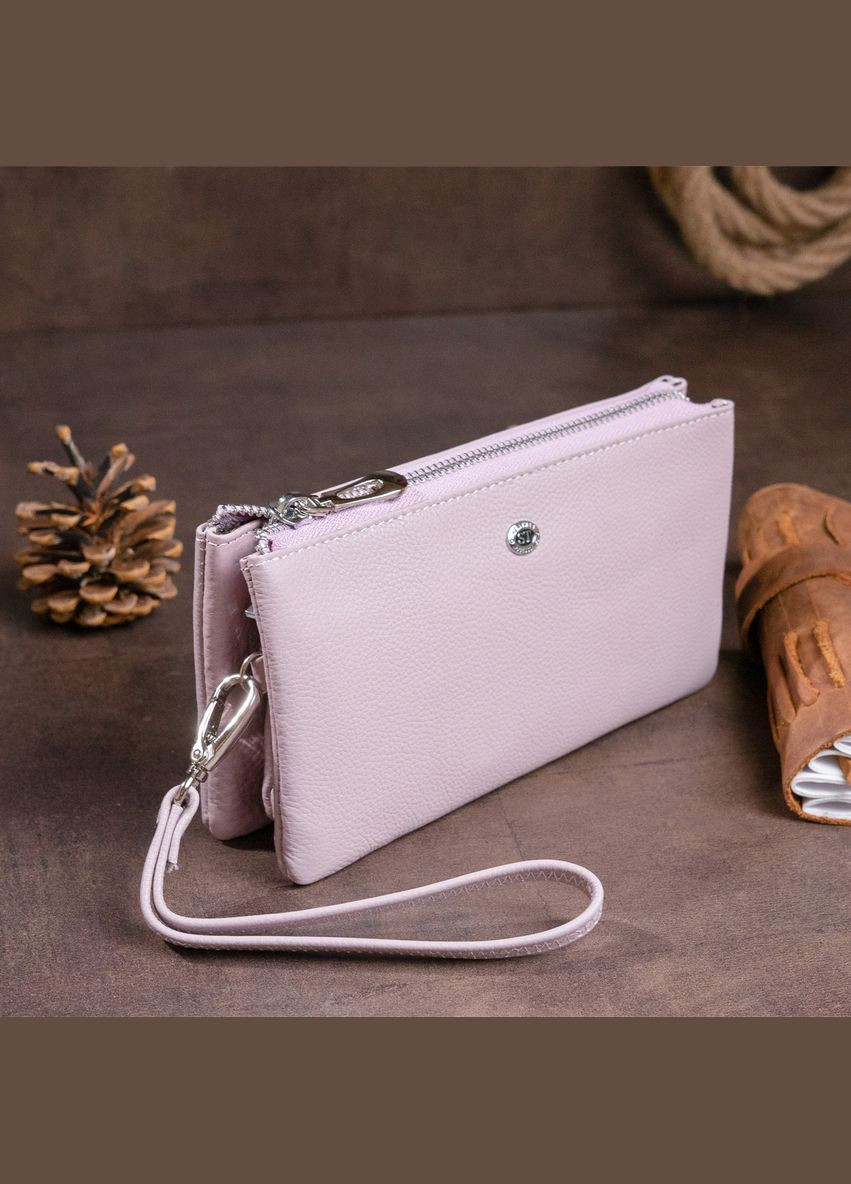 Вместительный клатч на два отделения женский 19247 Лиловый st leather (298566794)