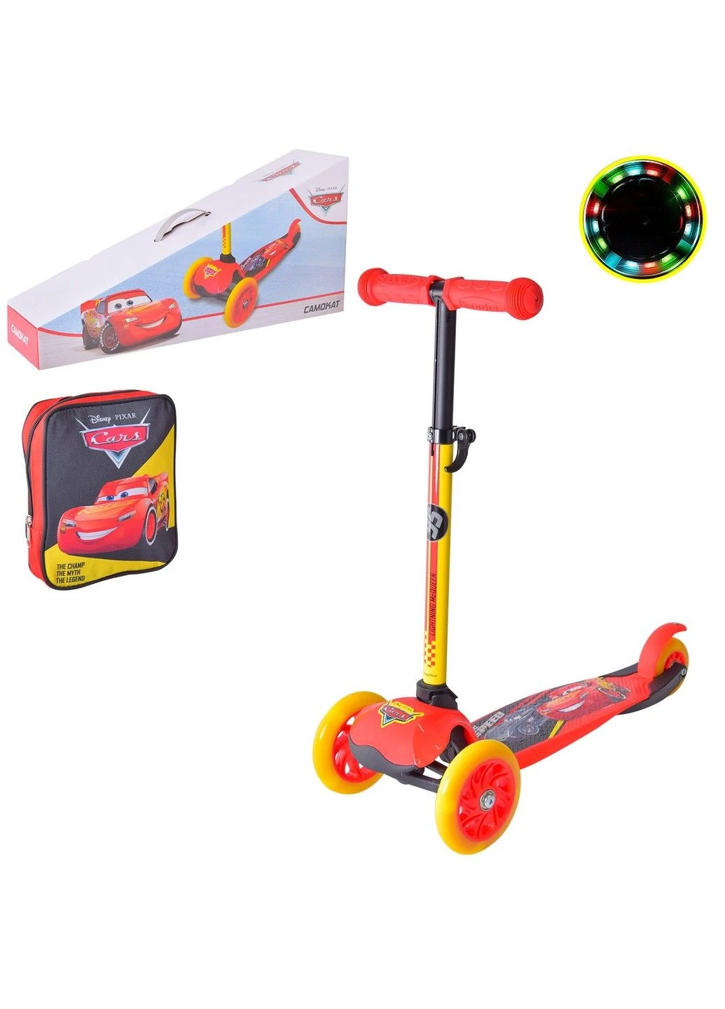 Самокат дитячий 3-х кол. Cars арт. LS2114 (6шт) складаний, PU світло Bambi (339783987)