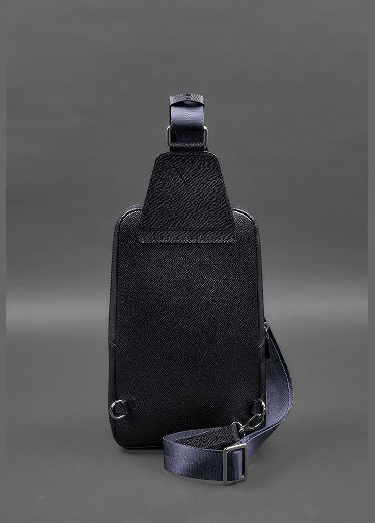 Шкіряний чоловічий рюкзак (сумка-слінг) на одне плече синій Saffiano (A-027955) BlankNote (328444630)