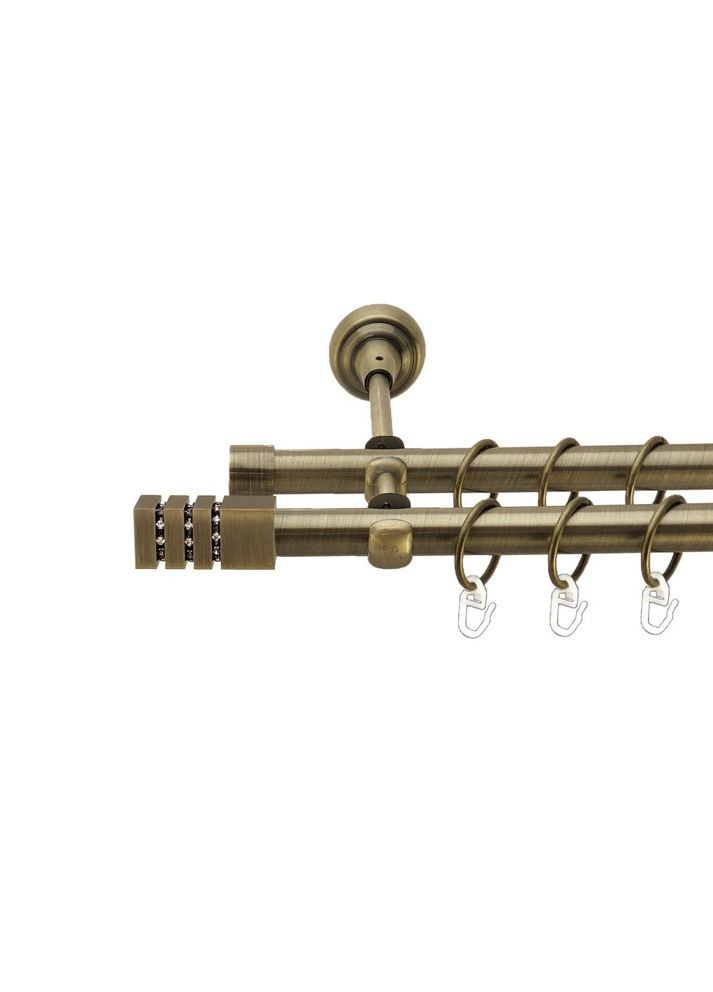 Карниз Ацтека металевий дворядний відкритий гладка труба Антик 19\19 мм 160 см (00-00017529) ORVIT (300286160)