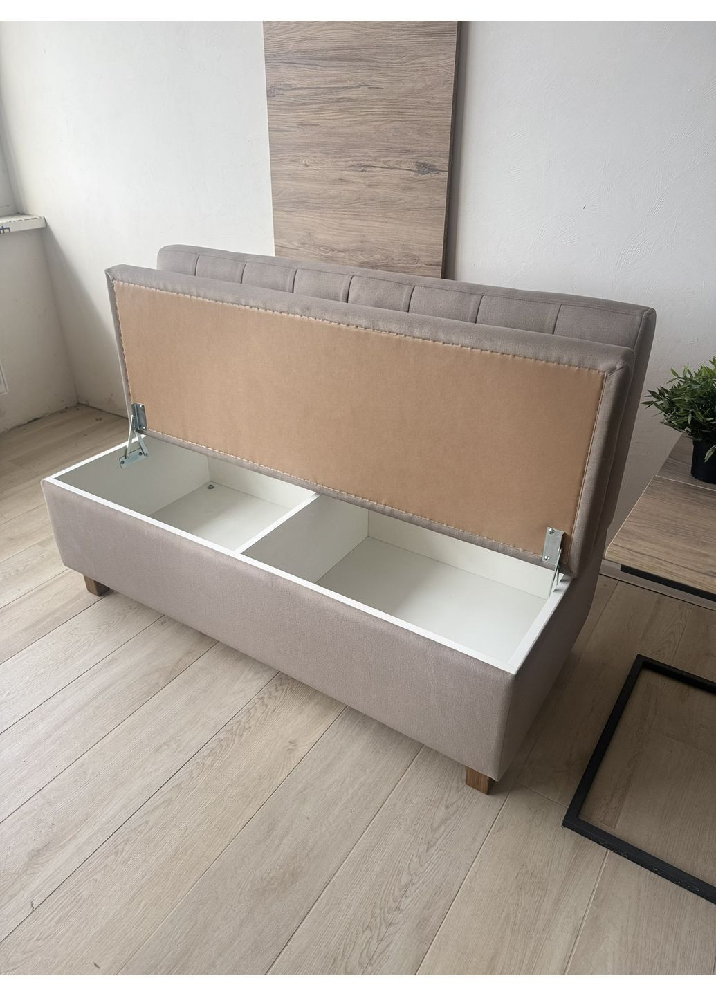 Диван на кухню 1,30м з нішою Поло, кухонний куток бежевій в миючій тканині No Brand (361865496)