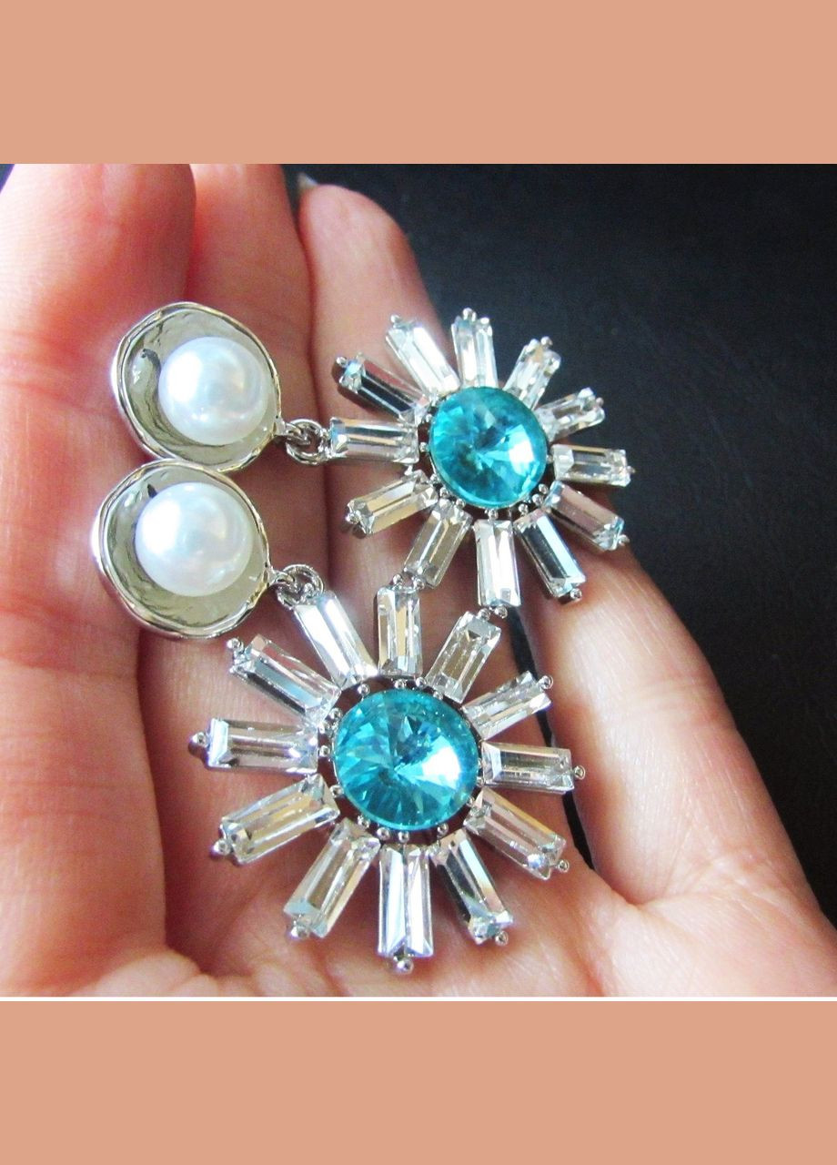 Голубые ювелирные серьги в кристаллах, 2069 Fashion Jewelry (336950212)