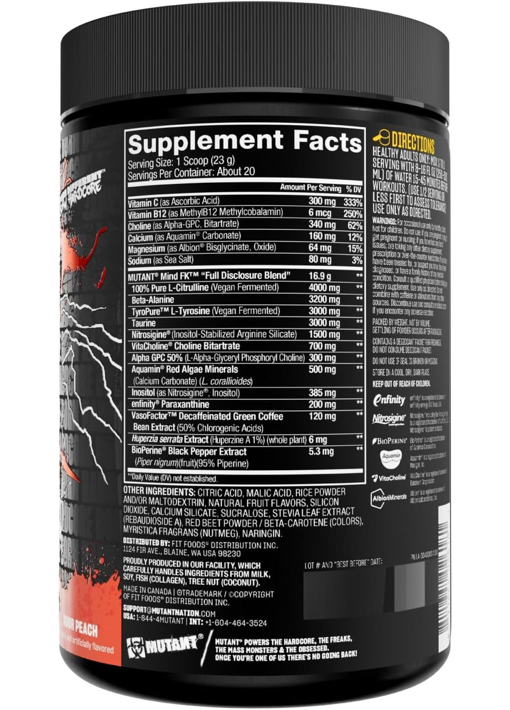 Передтренувальний комплекс Mind FK 460 г, Sour Peach MUTANT (370799204)