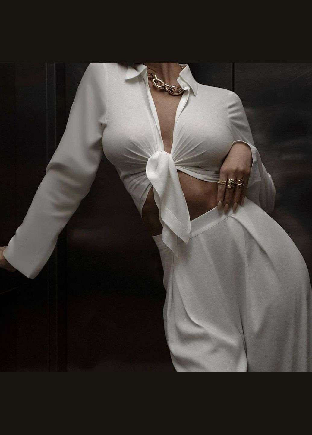 Женский костюм двойка укроченная кофта + широкие брюки MonCher (334100311)