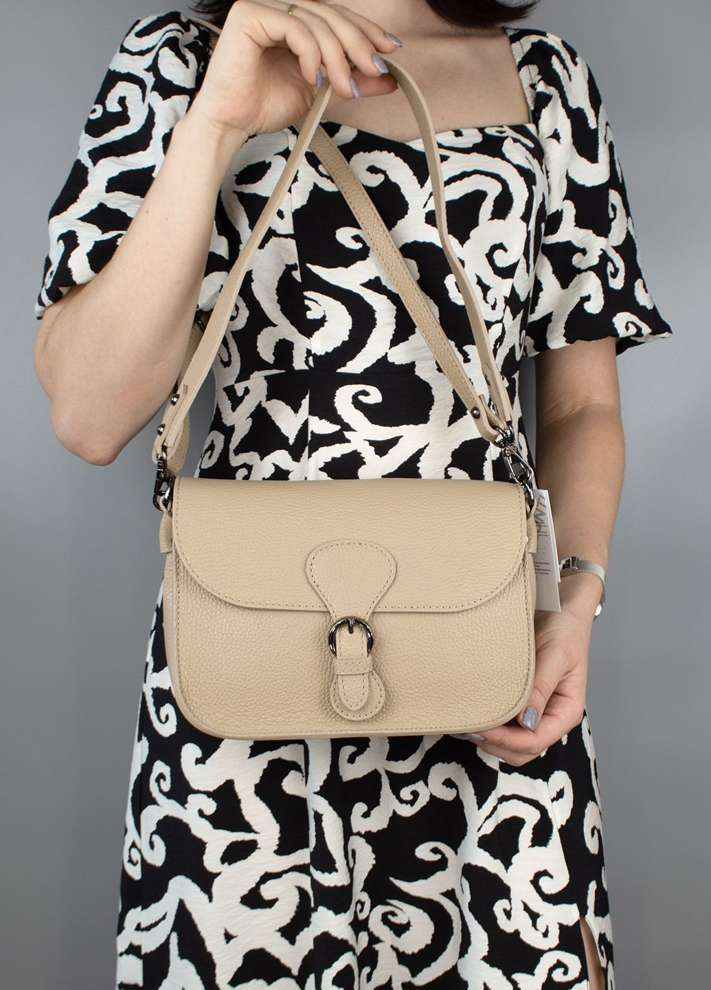 Сумка женская кожаная кроссбоди 03164 светлый тауп Virginia Conti (300353127)