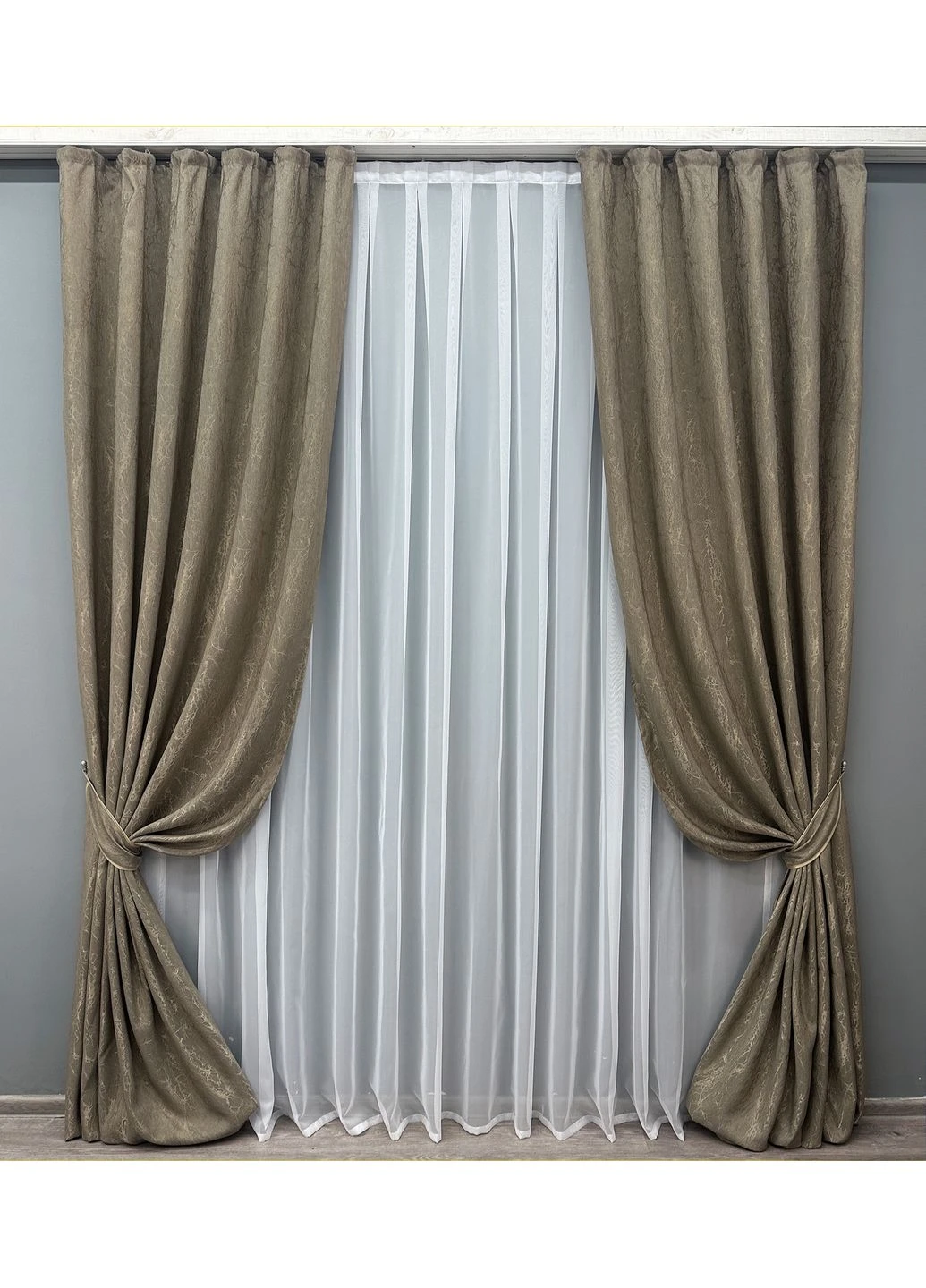 Комплект штор Жаккард Viva Marmo №1786ш Какао 150х270 см 2 шт (33-0754) VR-Textil (342964595)
