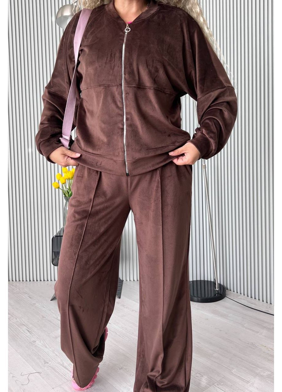 Костюм ZARA велюр на трикотажной основе, брюки прямые и кофта на молнии Україна (364653072)