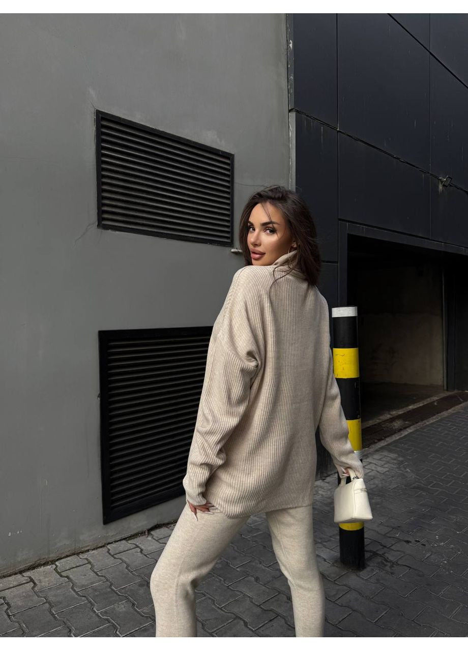 Женский костюм свитер+лосины бежевого цвета 34770 No Brand (362024087)