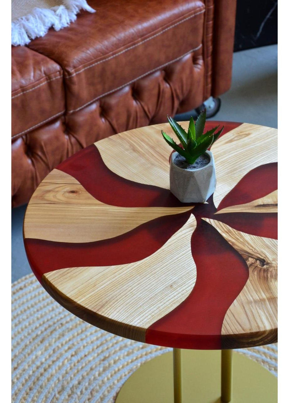 Столик журнальное дерево + эпоксидная смола «Круг, вишня» 60 см (2240025) Vitan (365877255)