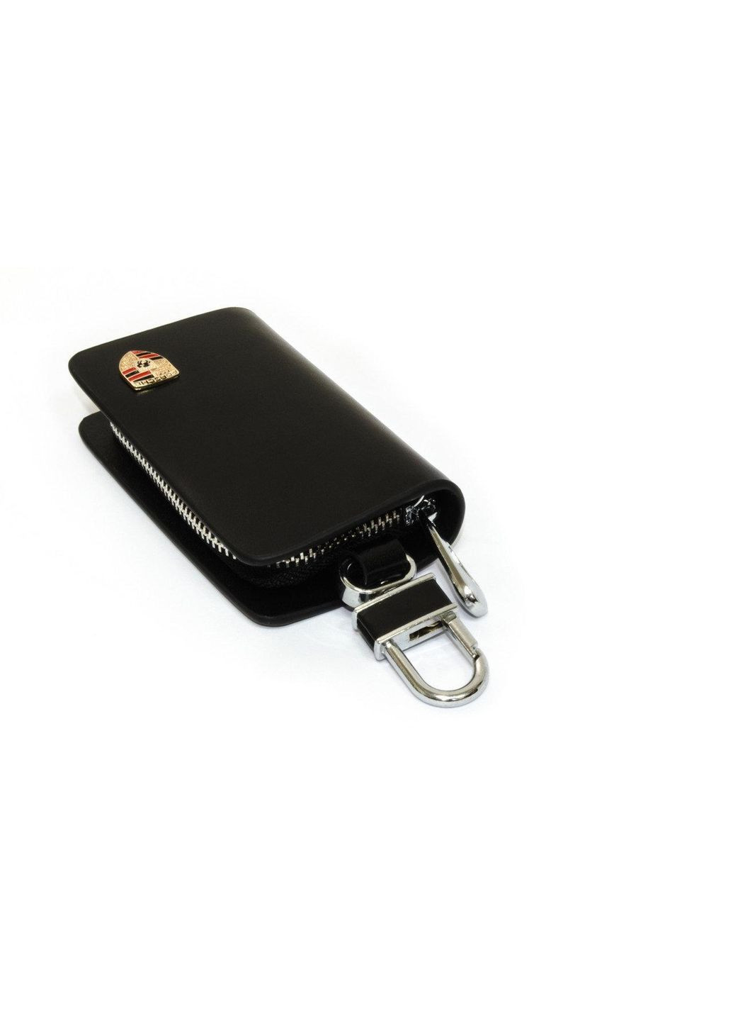 Ключниця, шкіряна автоключниця з логотипом ПОРШЕ (гладка чорна 06002) Porsche (360949416)