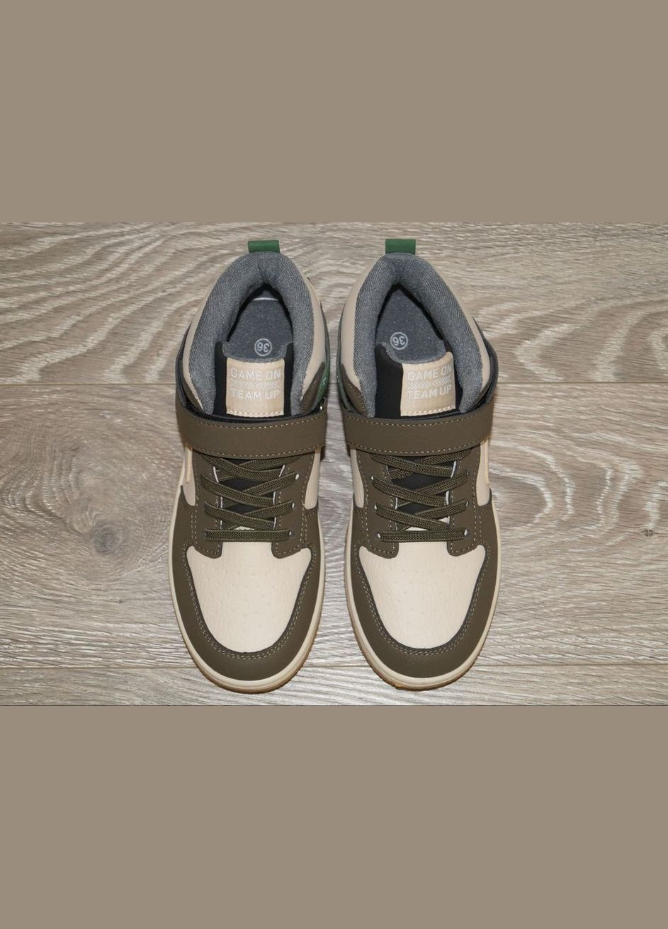 Хайтопи демісезонні дитячі / Черевики демісезонні дитячі бежеві із зеленим BBT fashion kids (305908514)