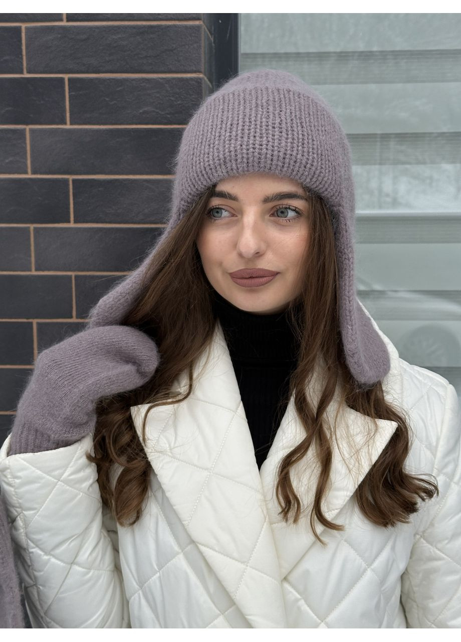 Шапка ушки женская ангоровая черная Odyssey (369934668)