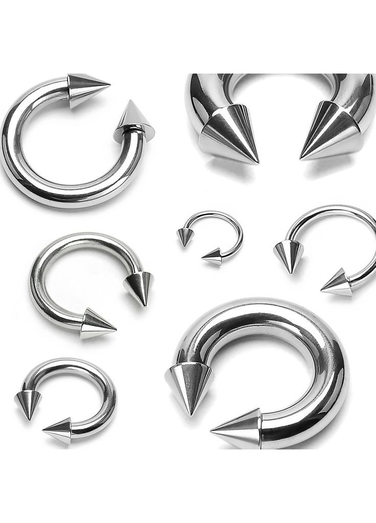 Циркуляр (подковая) из стали с шипами с наружной резьбой HS02-180833 для септума, трагуса, хеликса, брови (1мм 8мм) Spikes (333698131)