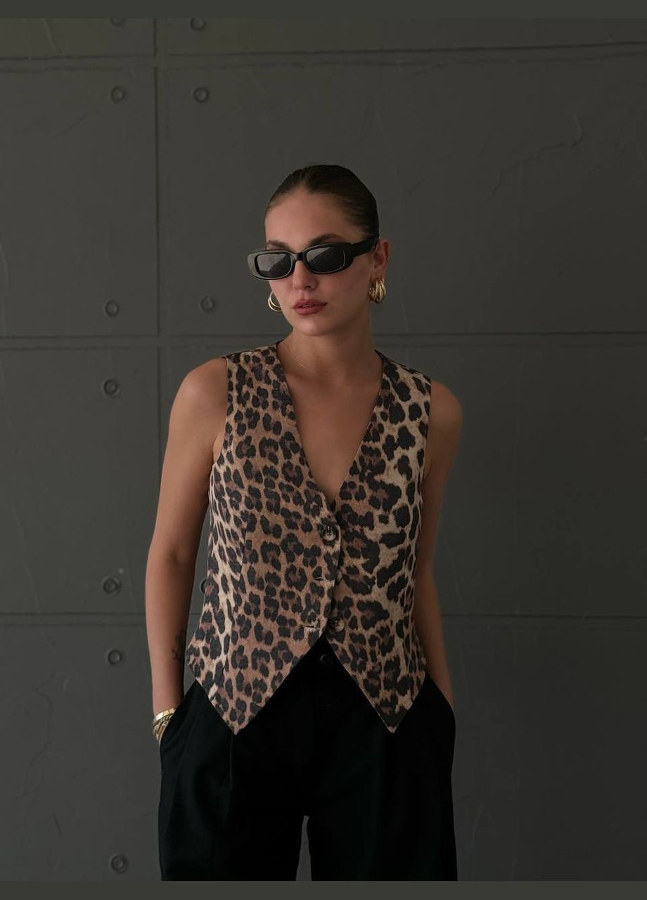 Коричневый женский женский жакет Україна леопардовый - летний