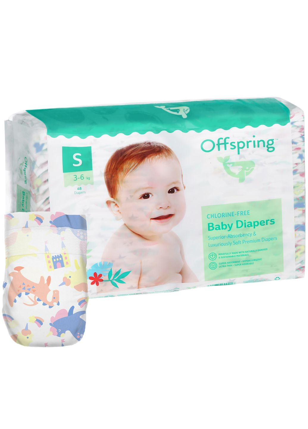 Подгузники на липучках FairyTale S (3-6 кг), 48 шт. () Offspring DP-OI-FAT-S48P-FRT (327257707)