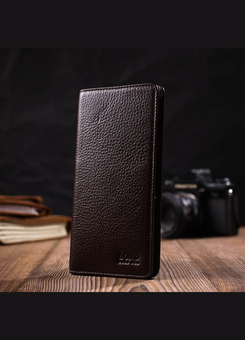 Вертикальный узкий мужской бумажник из натуральной зернистой кожи 22052 Bond (329196494)