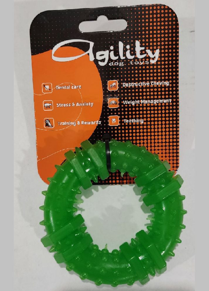 Игрушка для собак кольцо с шипами 12 см зеленое PI0073 AGILITY (278308613)
