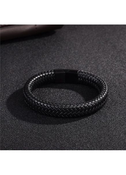 Браслет шкіряний з магнітною застібкою чорний 11 мм на см No Brand (309036920)