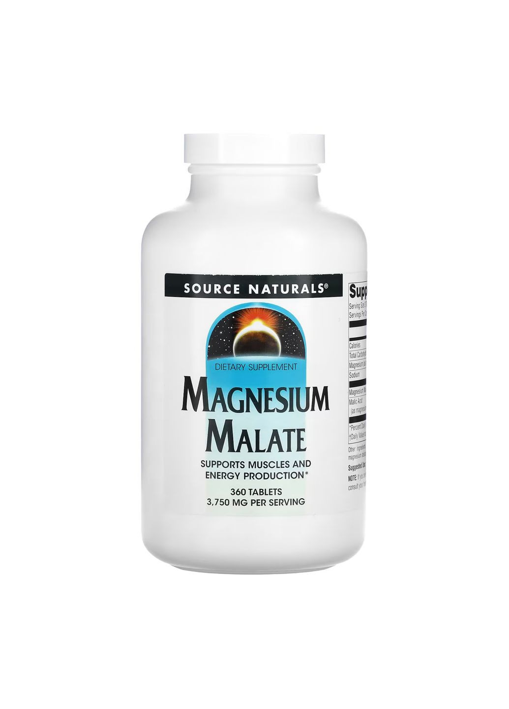 Магній малат 1250 мг 360 таблеток для енергії та здоров'я м'язів Source Naturals (367956519)