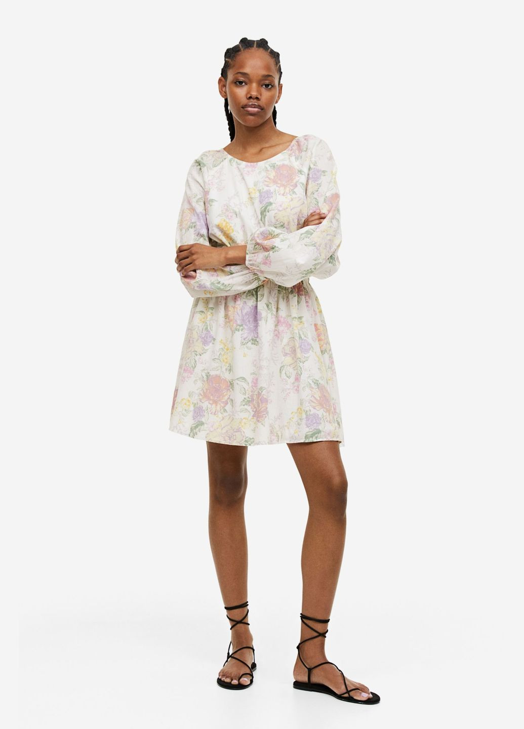 Молочна повсякденний плаття, сукня H&M з квітковим принтом
