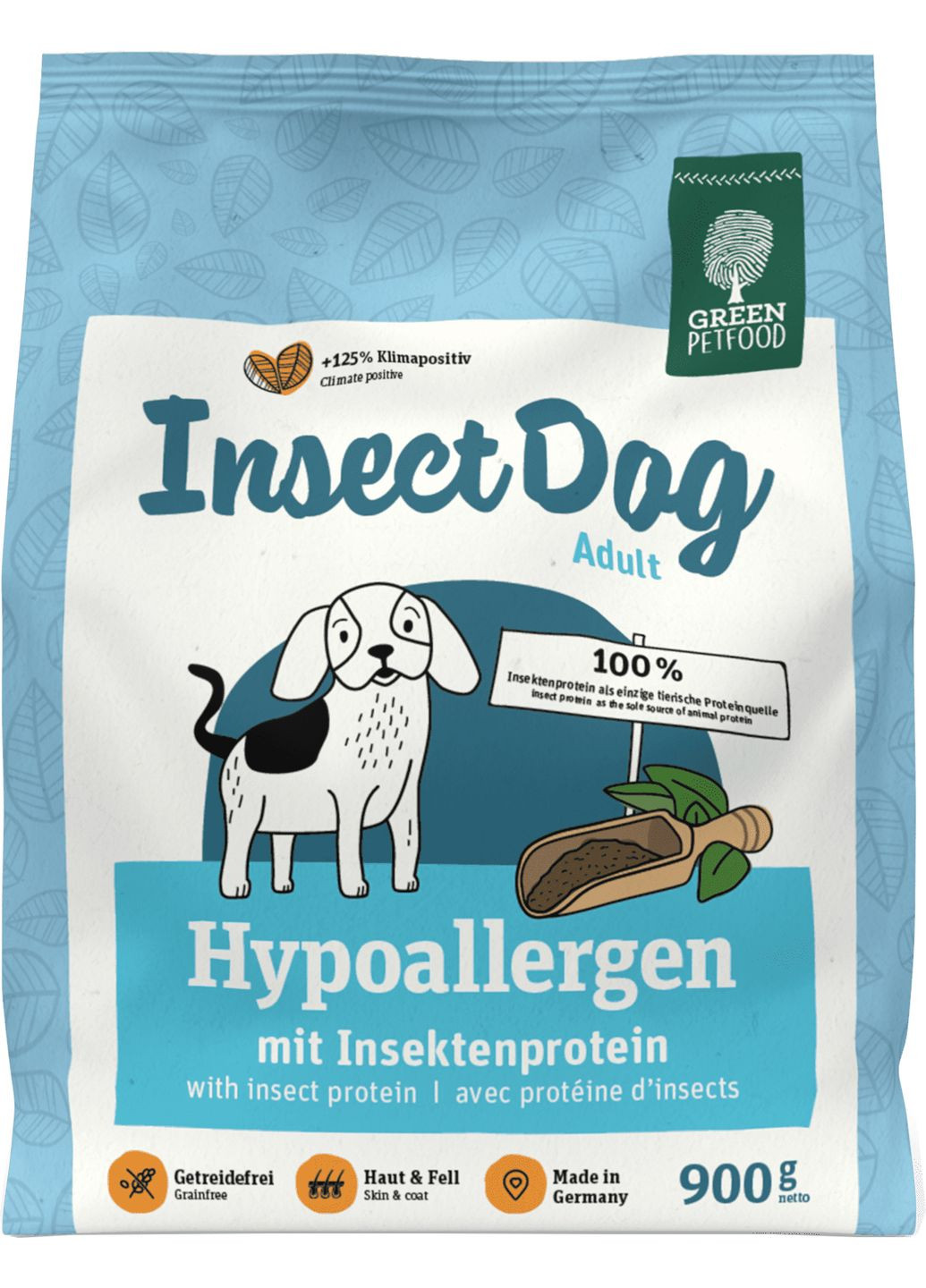 Сухой корм гипоаллергенный для взрослых собак InsectDog Hypoallergen 900 г (4032254748052) Green Petfood (279562832)
