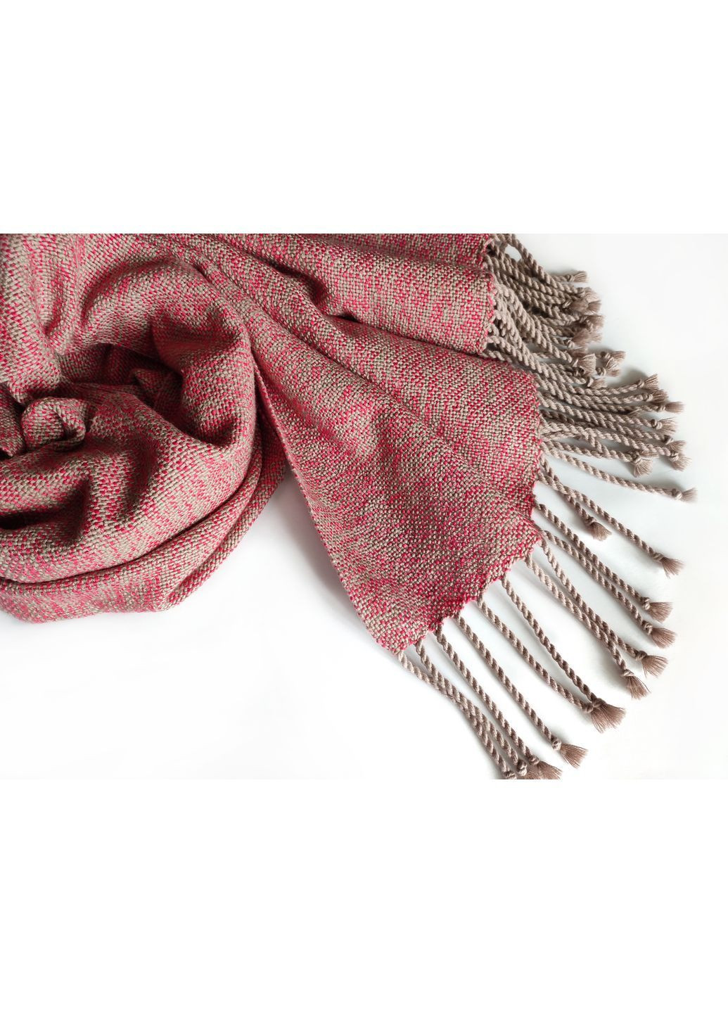 Тканий зелено-білий шарф з бавовни ручної роботи No Brand (366340005)