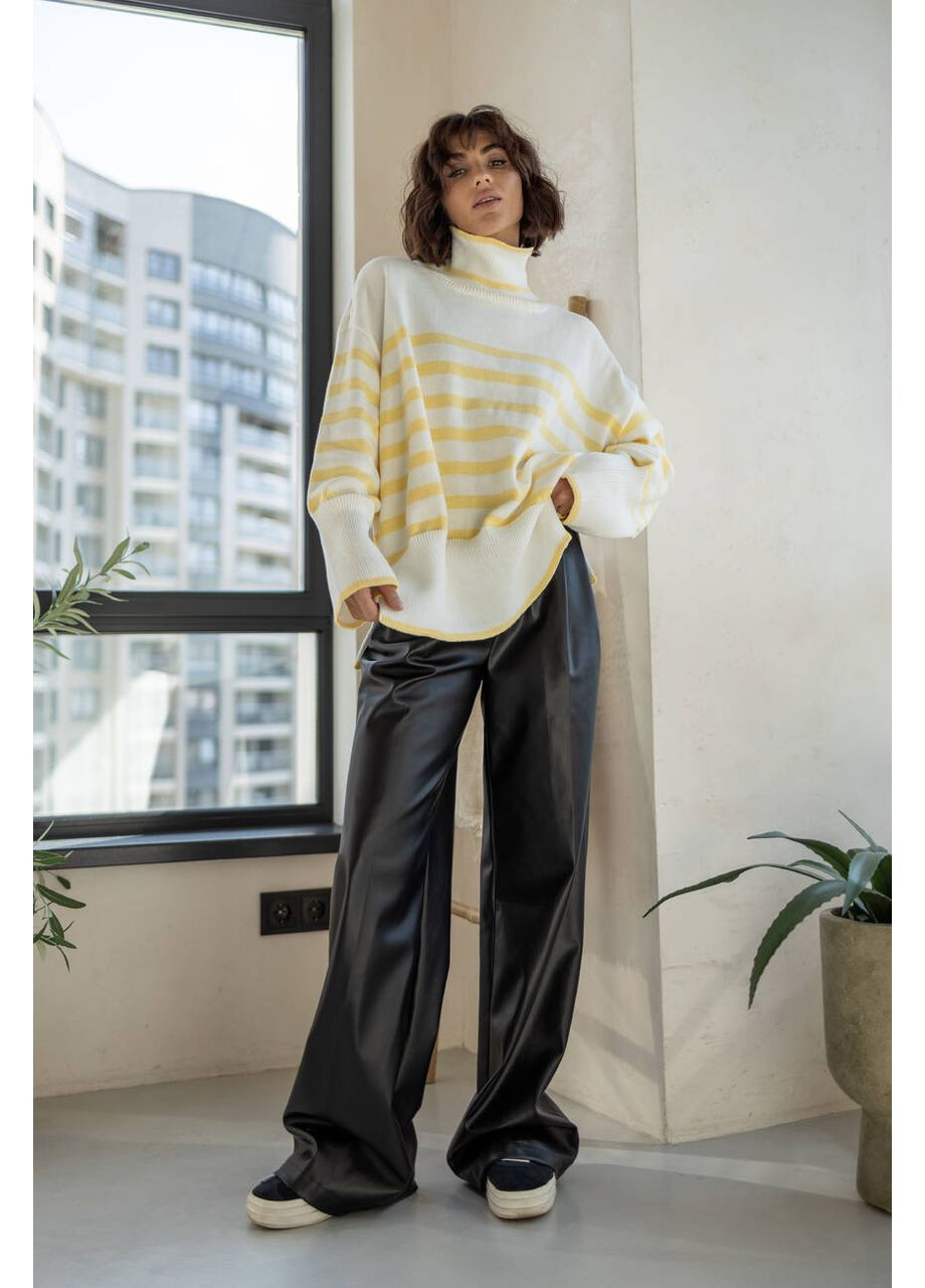 Білий бавовняний светр біло-жовтого кольору milirud