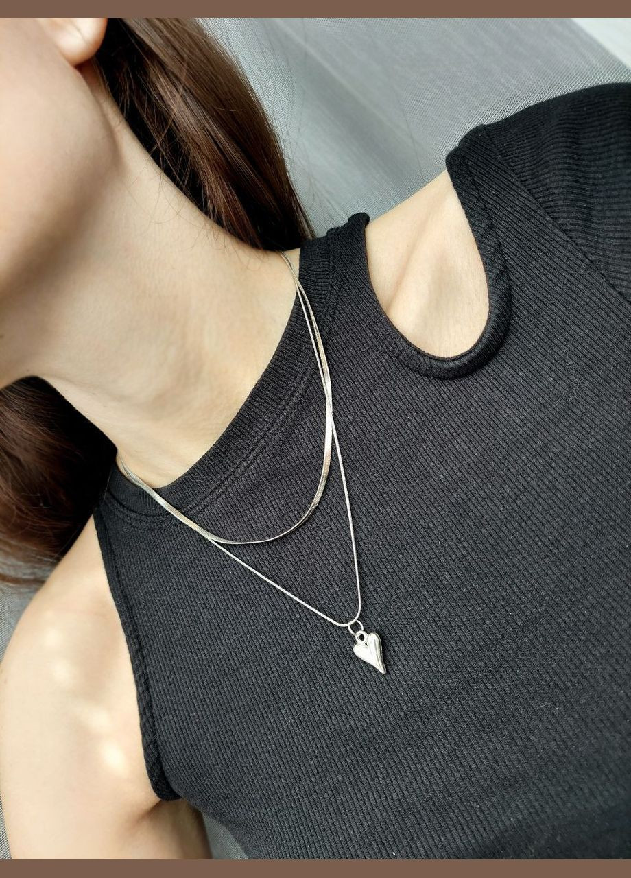 Цепочка на шею двойная с кулоном Сердце MN0105 DeKolie (330033569)