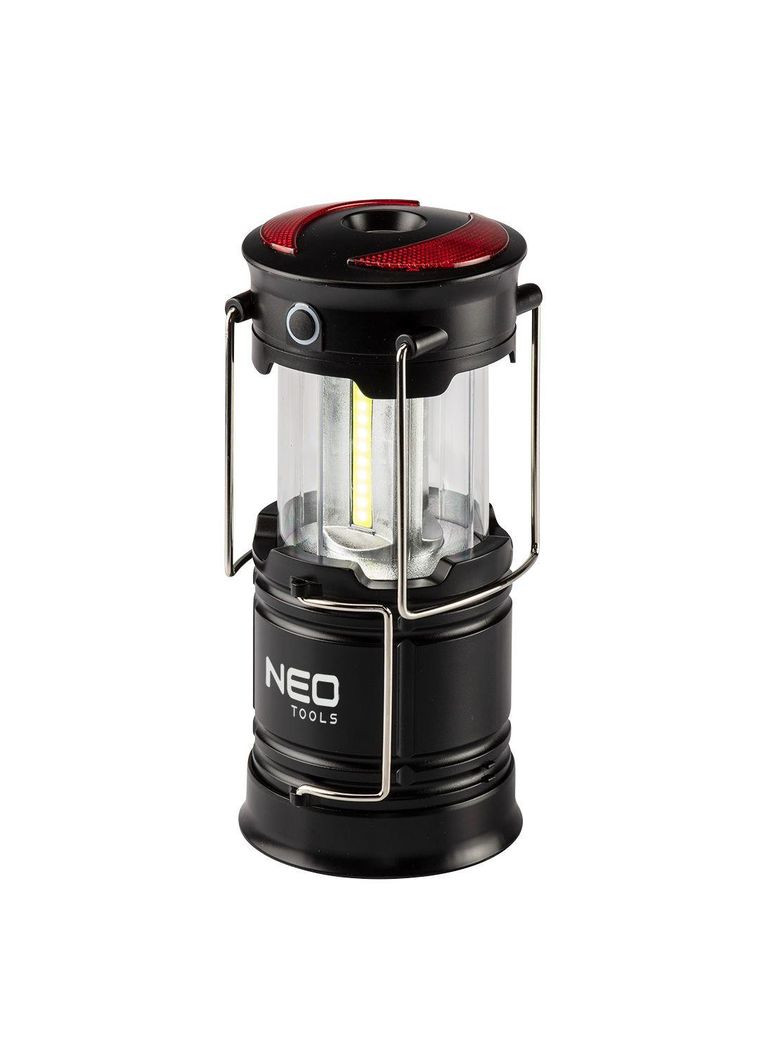 Ліхтар кемпінговий на батарейках, ААх3, 200лм, 3Вт, 3 функції освітлення, 3 магніти в підставці, червоне сигнальне світло Neo Tools (315502470)