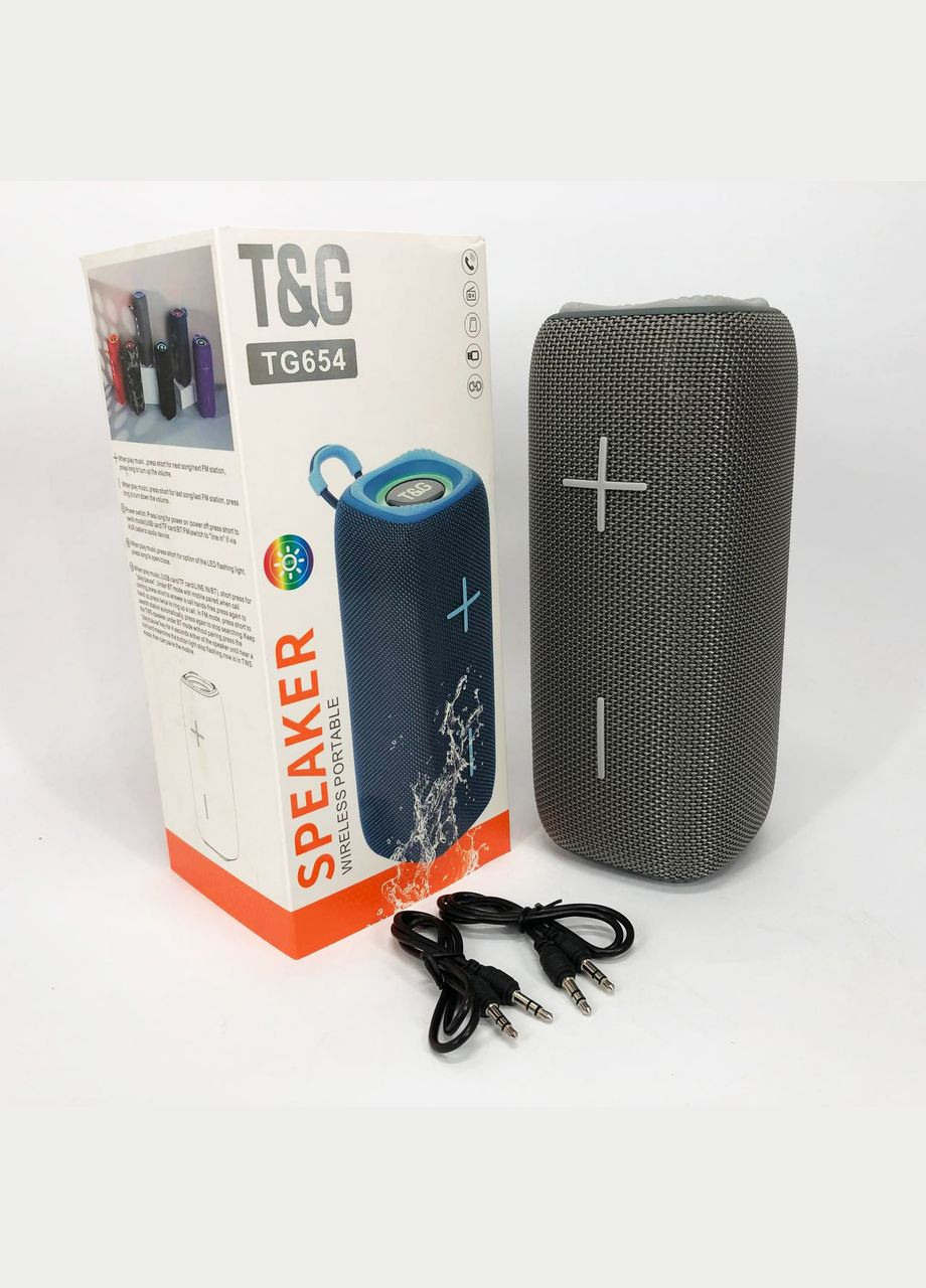 Портативна колонка Bluetooth TG654 8W з підсвічуванням, Бездротова колонка портативна потужна. Колір: сірий No Brand (359474446)