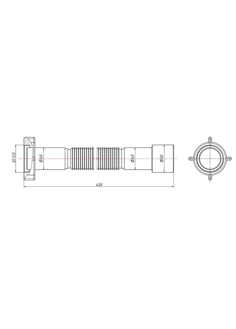 Гнучка труба (WHI) 60 01 G002 01 з накидний гайкою 1 1/2" довжина 1200 мм LIDZ (397098098)