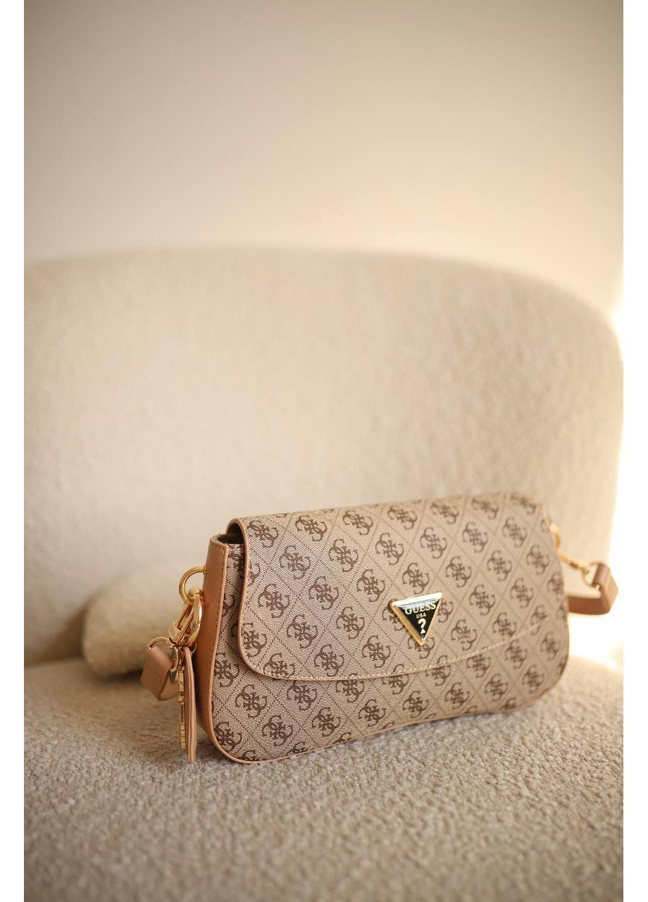 Женская сумка на плечо Guess Cordelia Beige Гес Корделия багет крос боди клатч бежевый классический No Brand (362495141)