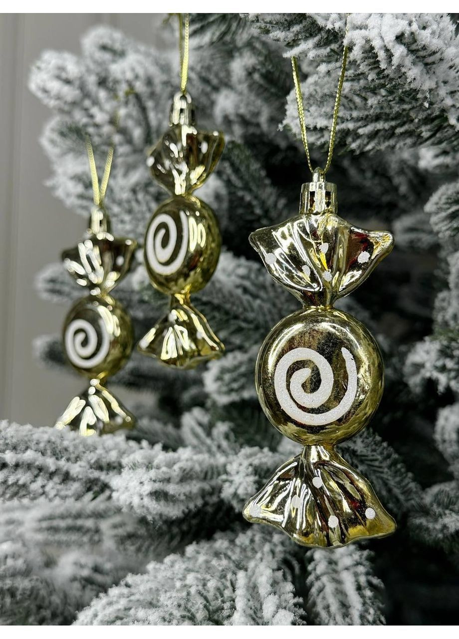 Різдвяні прикраси "Льодяник" 18 шт. Золоті No Brand (370161565)