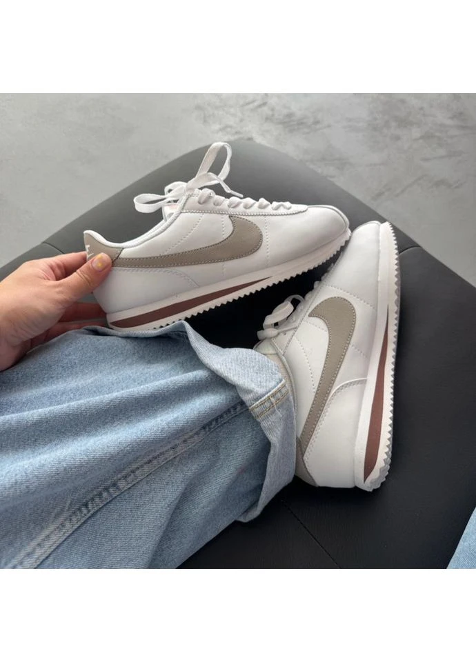Білі кросівки чоловічі і жіночі nike cortez white pink | найк кортез білі демісезон No Brand
