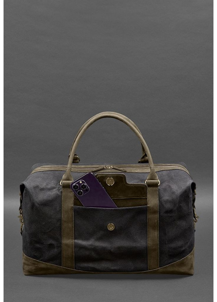 Дорожная сумка из конваса и натуральной темно-коричневой кожи Crazy Horse BlankNote (348359262)