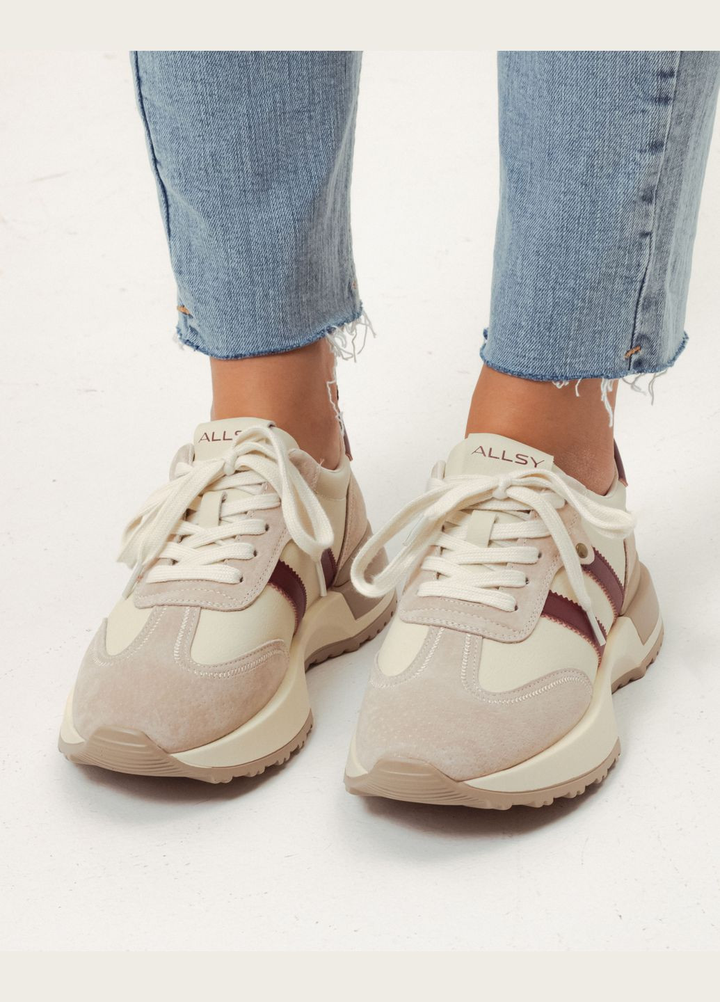 Кросівки шкіра замша ALLSY бежеві демісезони (301407862)