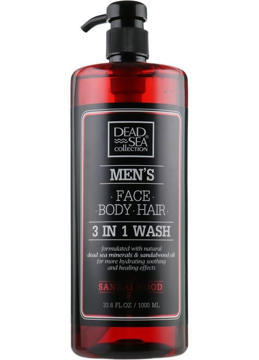 Гель для душа, волос и лица для мужчин Men’s Sandalwood Face, Hair & Body Wash 3 in 1 500ml (677413-145486) Dead Sea Collection (368665289)
