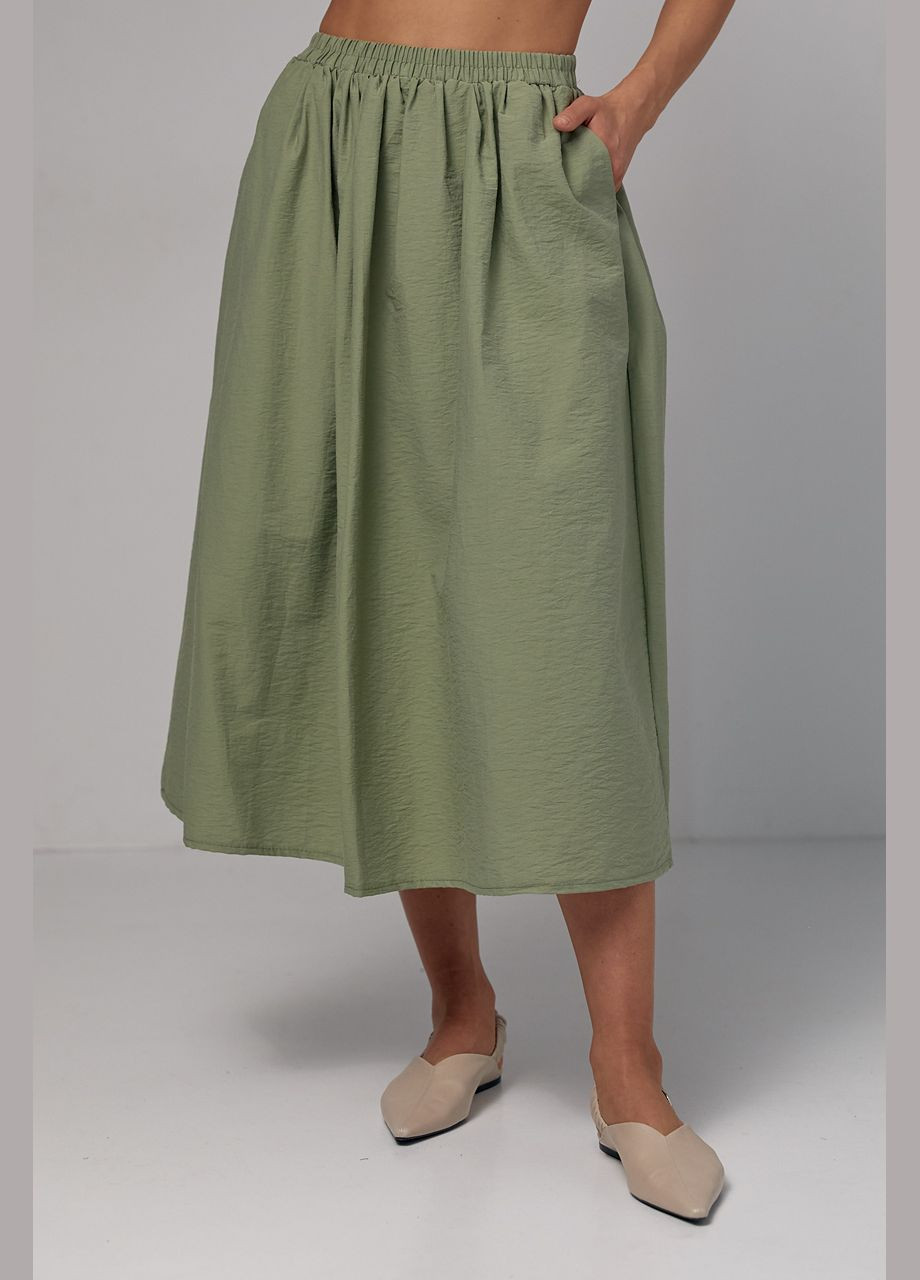 Оливковая (хаки) повседневный однотонная юбка Lurex
