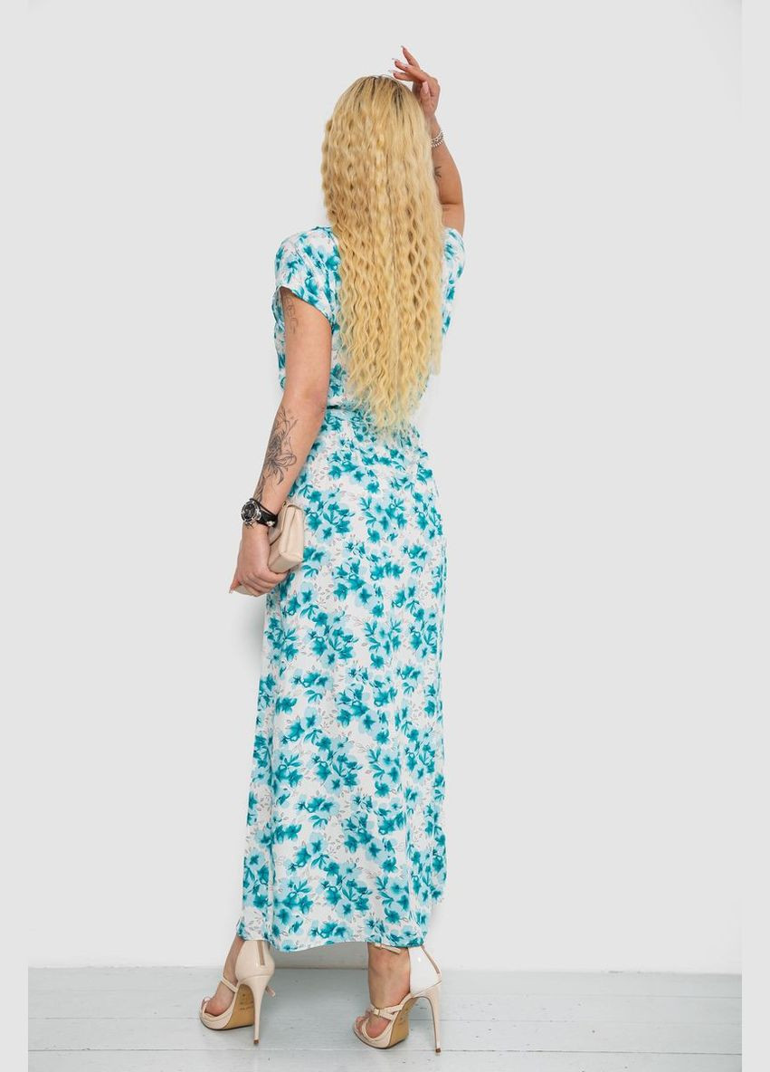 Бирюзовое повседневный летнее платье без рукавов с поясом и принтом молочно-розовое (sku_214r0228-8) No Brand с рисунком