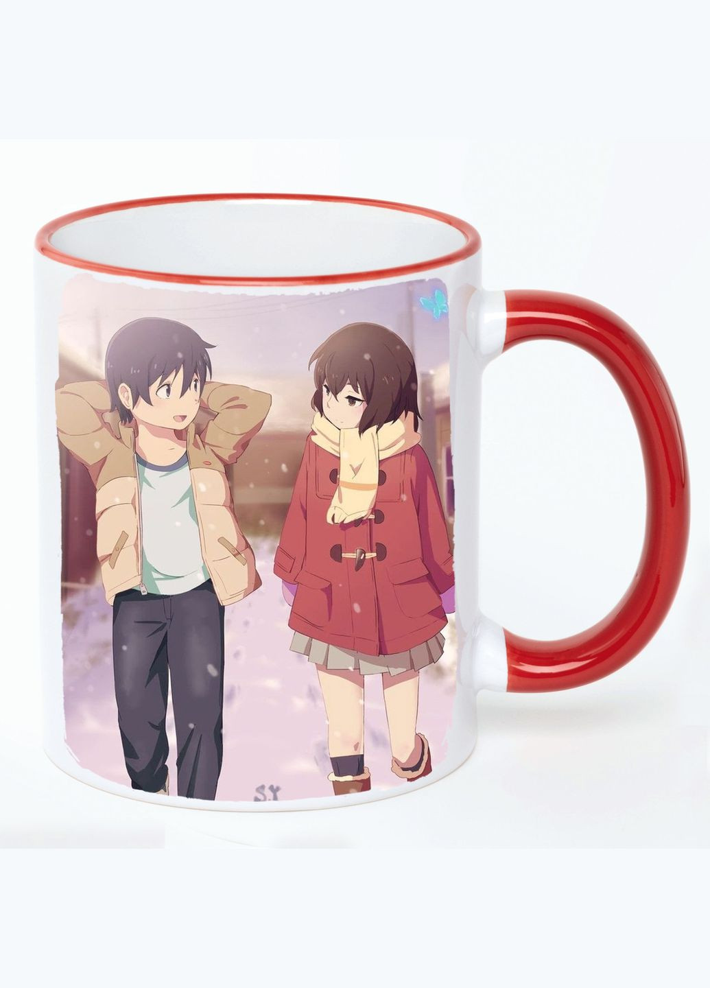 Чашка Город, где нет только меня Аниме #012 (кружка, кружка) Белая с Красной ручкой 330 мл No Brand (322716441)