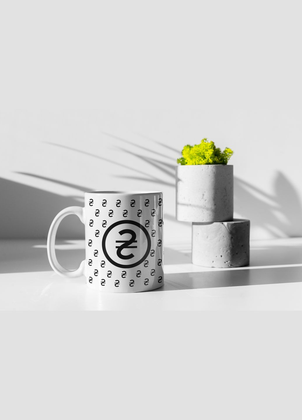 Чашка керамическая с принтом "Гривня" 330 мл, белая No Brand (324262528)